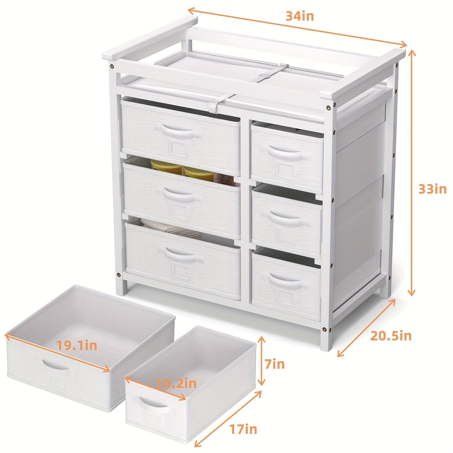 Baby Changing Table With Storage Drawers And Pad
