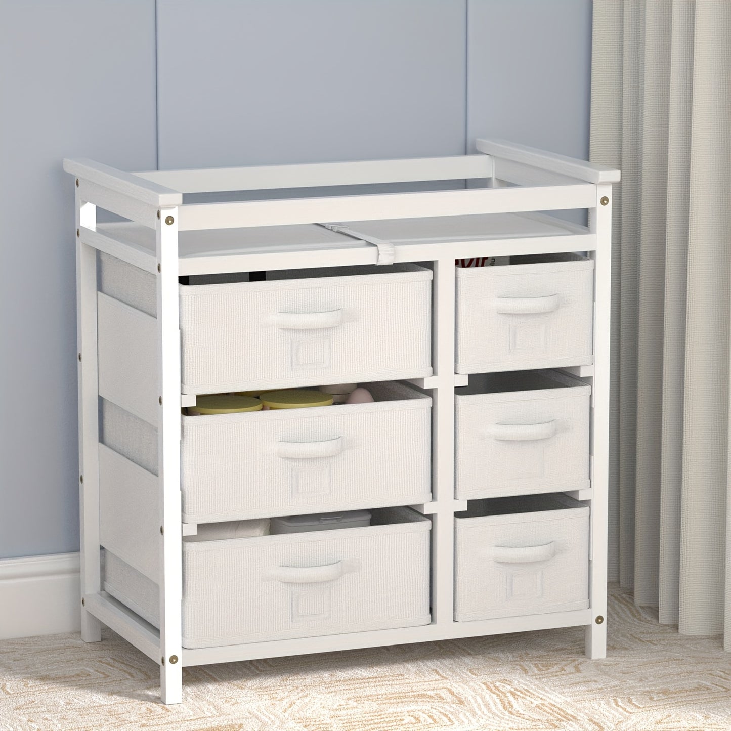 Baby Changing Table With Storage Drawers And Pad