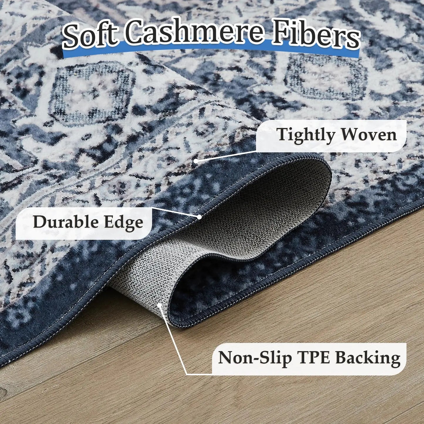 Vintage Design Machine Washable Non Slip Rug
