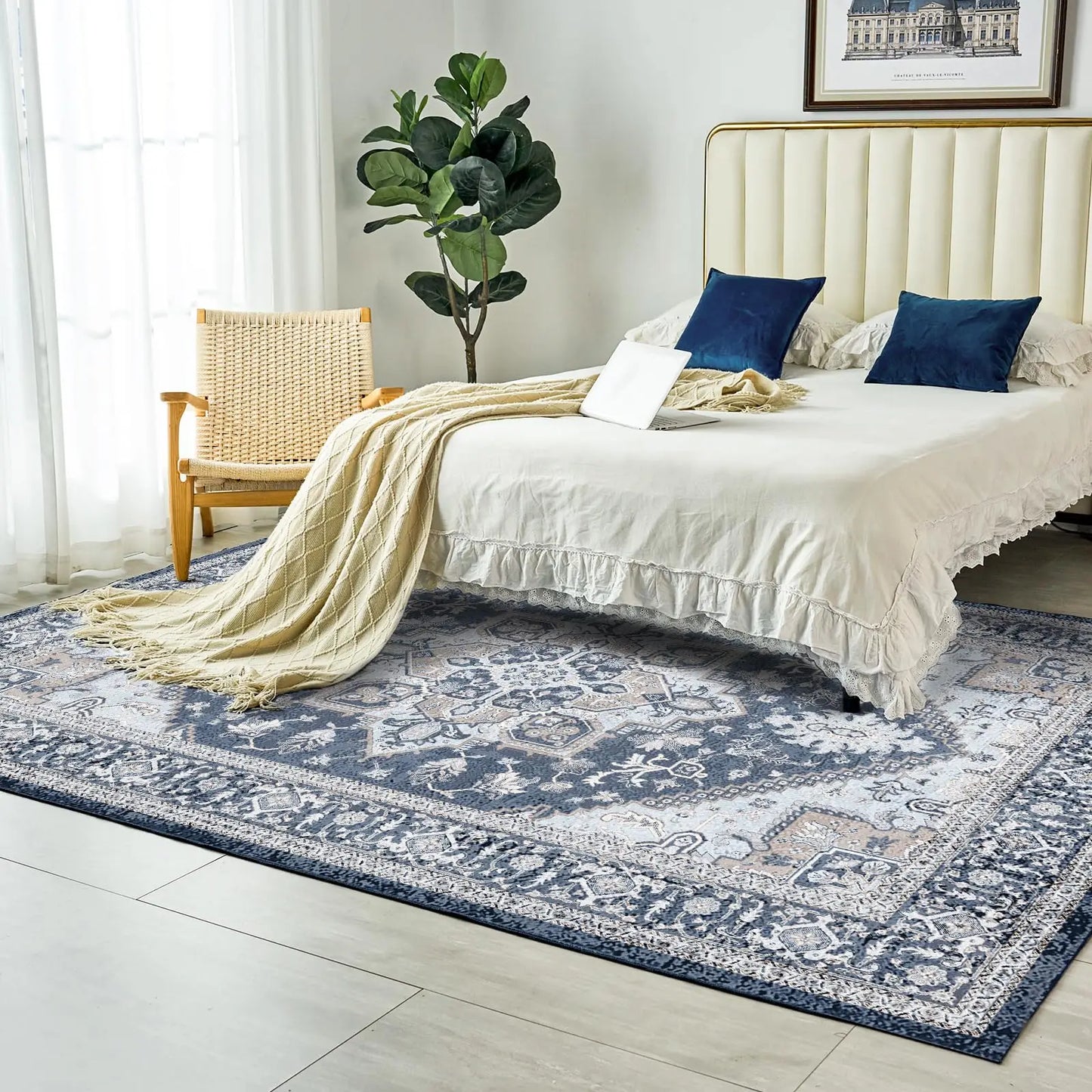 Vintage Design Machine Washable Non Slip Rug