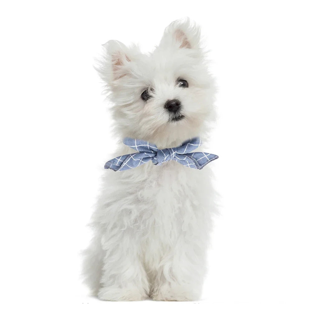 Pet Bandanas Plaid Dots Style Cotton Washable Bandanas For Puppies Kittens