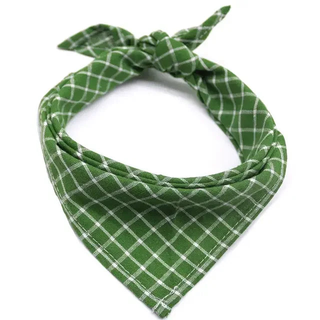 Pet Bandanas Plaid Dots Style Cotton Washable Bandanas For Puppies Kittens