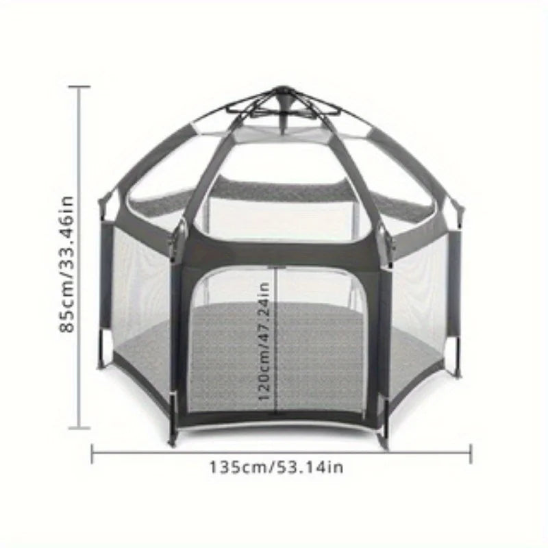 Folding baby tent, playhouse with sunshade and mesh panels, ideal for indoor and outdoor activities
