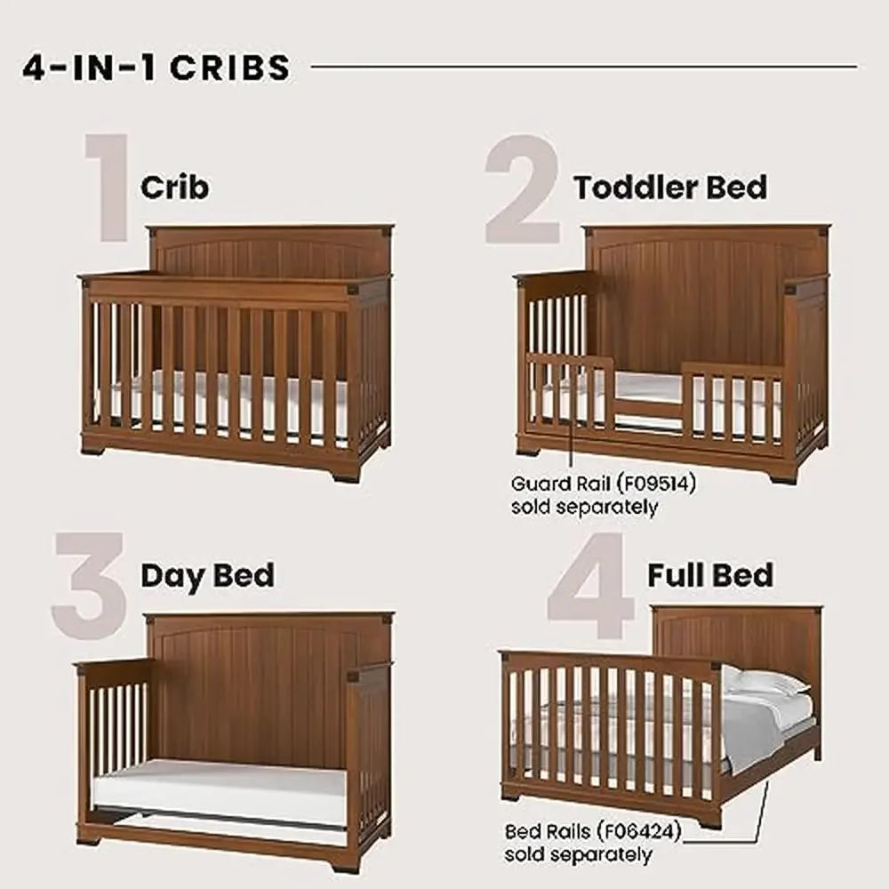 3-Piece Nursery Furniture Set 4-in-1 Convertible Crib Set