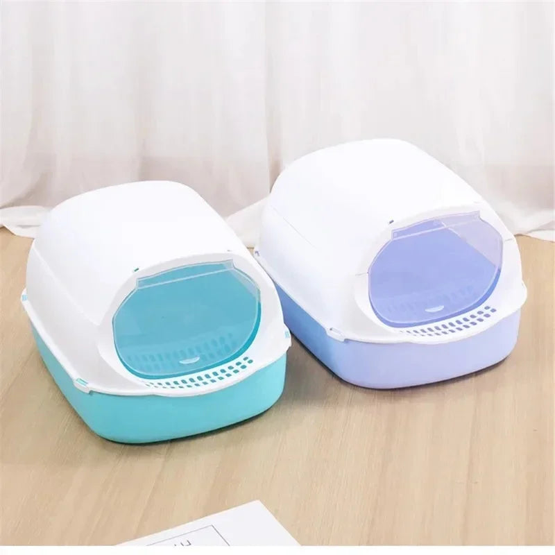 Kitty Sandbox Cat Litter Box Semi-enclosed Splashproof Cat Tray