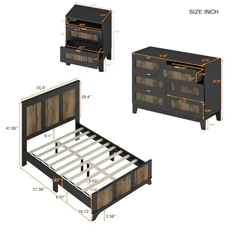 Farmhouse Style 4-Piece Full Bedroom Set