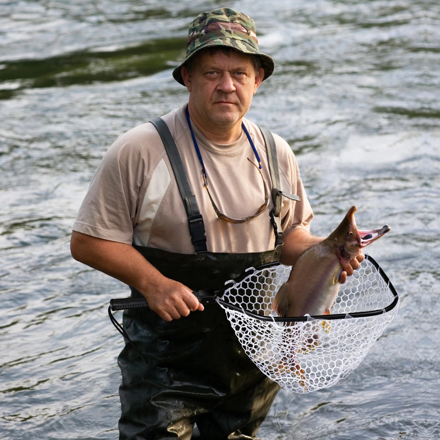 Foldable Fish Net for Trout Fly Fishing