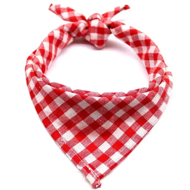 Pet Bandanas Plaid Dots Style Cotton Washable Bandanas For Puppies Kittens