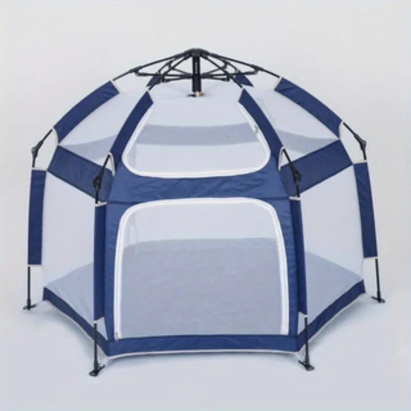 Folding baby tent, playhouse with sunshade and mesh panels, ideal for indoor and outdoor activities
