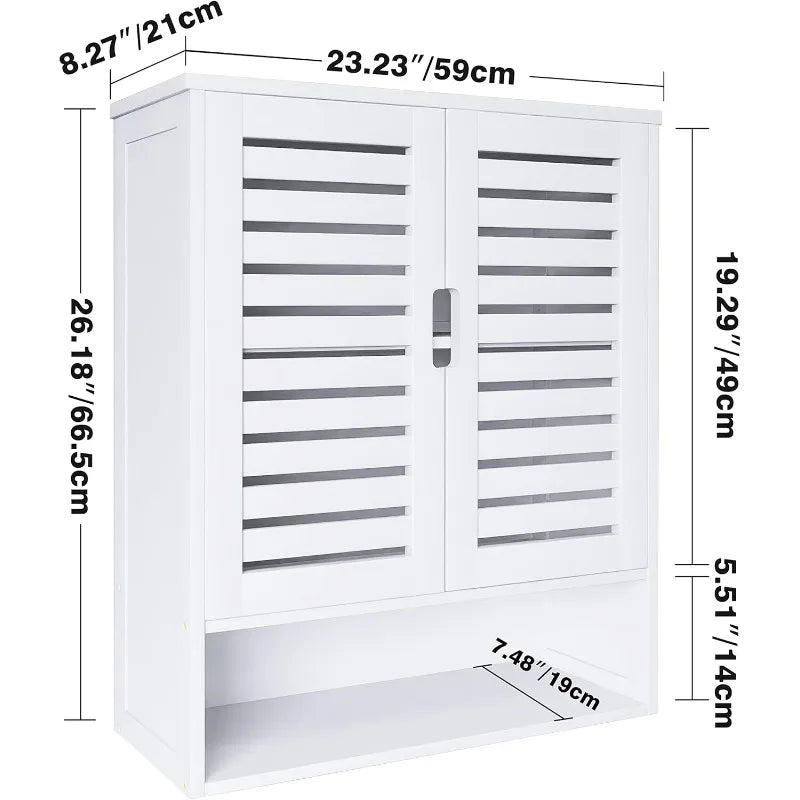 Bathroom Cabinet Wall Mounted, Bamboo Over-The-Toilet Storage Organizer, Space Saver Medicine Cabinet with Adjustable Shelves