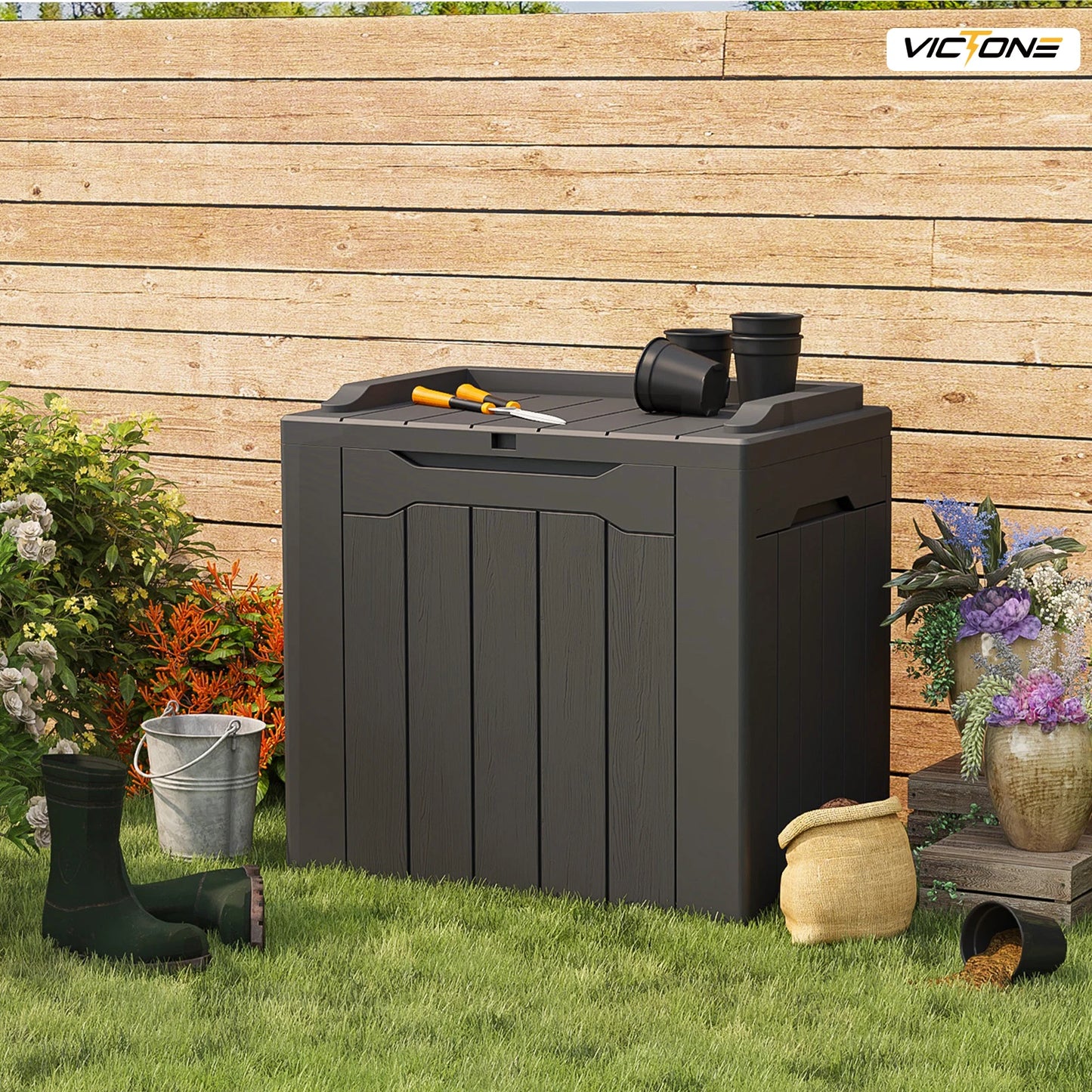 32 Gallon Resin Waterproof Storage Box for Patio or Pool