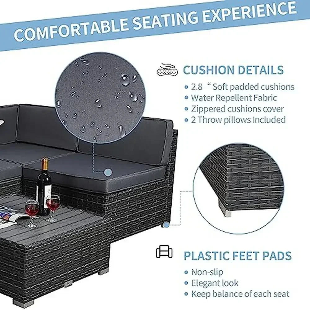 PE Rattan Wicker Sofa Outdoor 7 Piece Sectional
