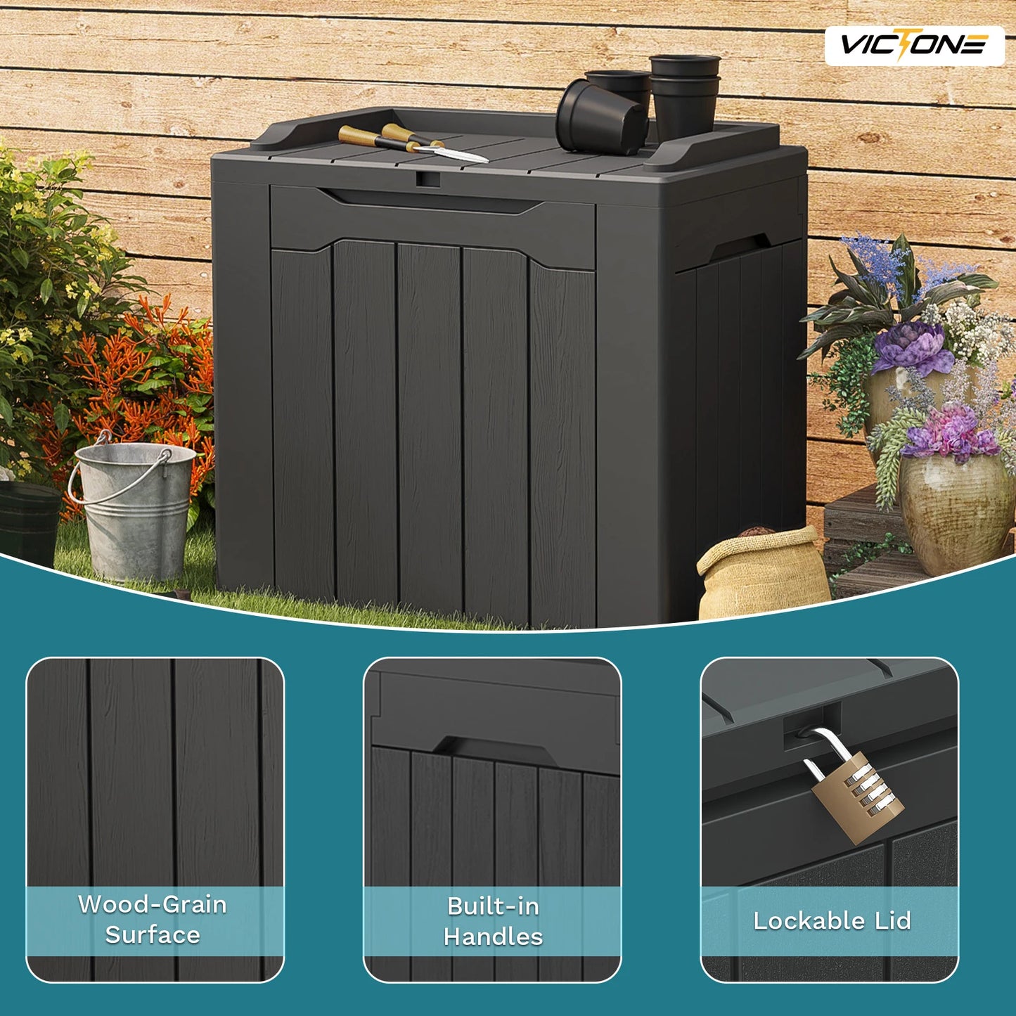 32 Gallon Resin Waterproof Storage Box for Patio or Pool