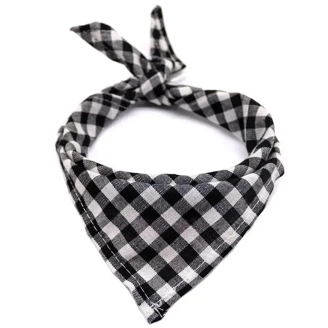Pet Bandanas Plaid Dots Style Cotton Washable Bandanas For Puppies Kittens