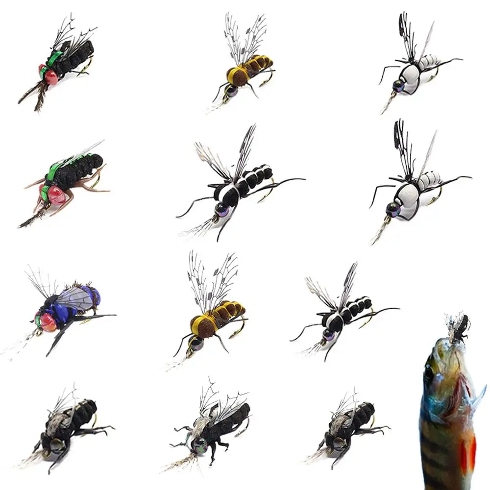 Fishing Fly Kit Bass Lure Set Of 12 Hand Tied Realistic Boxes Included Salmon Fishing Fly Bass Lure With Hooks For Freshwater