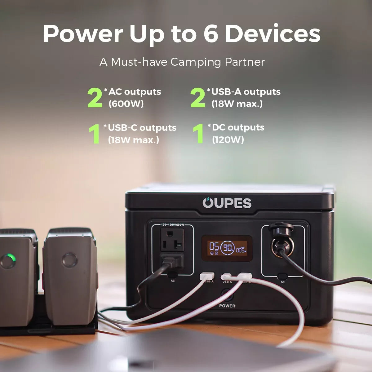 OUPES Exodus 600 Portable Power Station 600W 256Wh(1200w Surge) LFP Generator Camping Outdoor