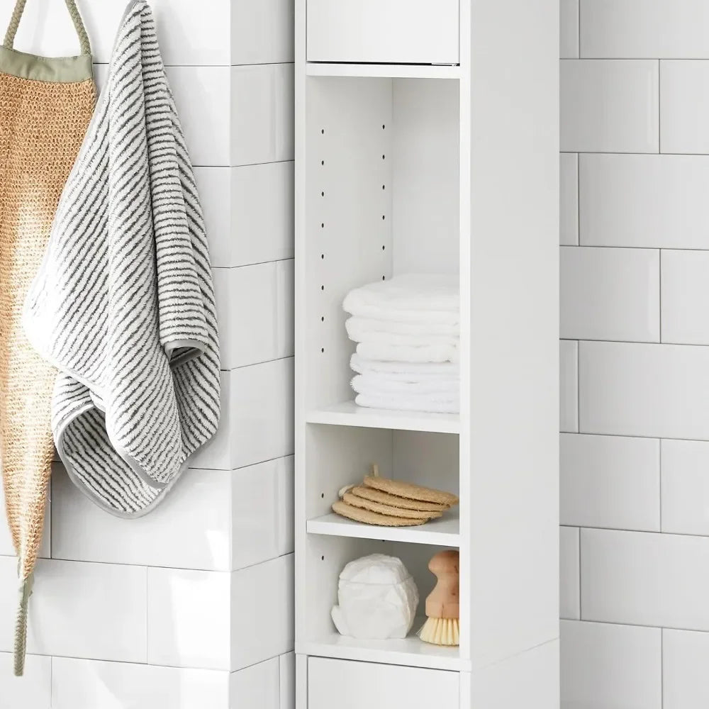 White Slim Tall Bathroom Storage Cabinet