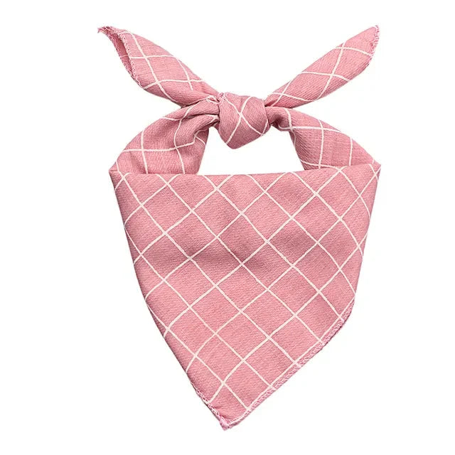 Pet Bandanas Plaid Dots Style Cotton Washable Bandanas For Puppies Kittens
