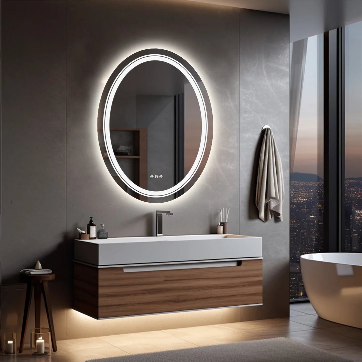 Oval LED Dimmable Bathroom Vanity Mirror