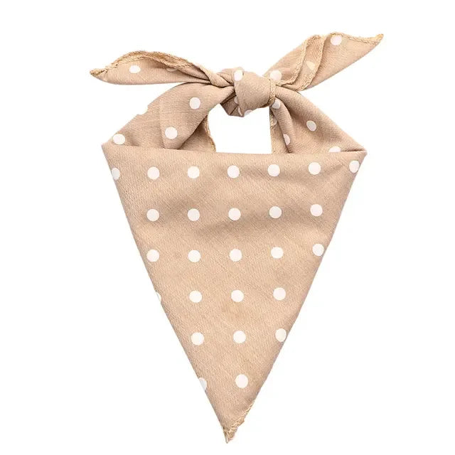 Pet Bandanas Plaid Dots Style Cotton Washable Bandanas For Puppies Kittens