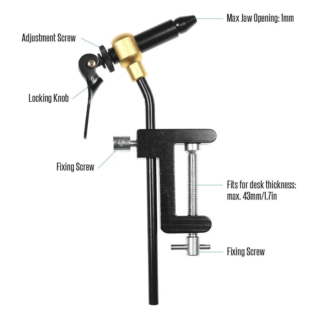 6pcs Fly Tying Tools Combo Kit Fly Tying Vise Bobbin Holder Threader Needle Whip Finisher Scissors