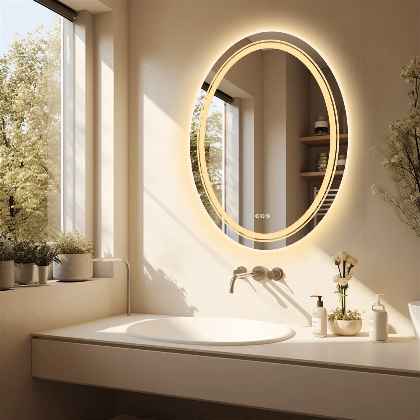 Oval LED Dimmable Bathroom Vanity Mirror