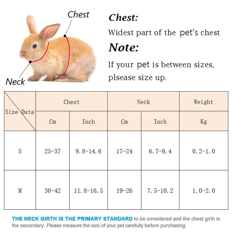 Headsome Rabbit Chinchillas School Uniform Clothes with Harness Walking Pet Harnesses and Leash Set