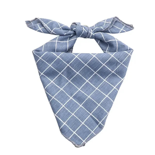 Pet Bandanas Plaid Dots Style Cotton Washable Bandanas For Puppies Kittens