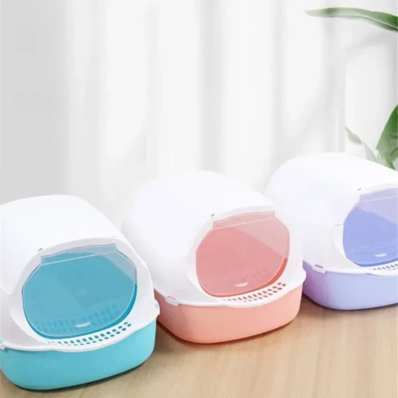 Kitty Sandbox Cat Litter Box Semi-enclosed Splashproof Cat Tray