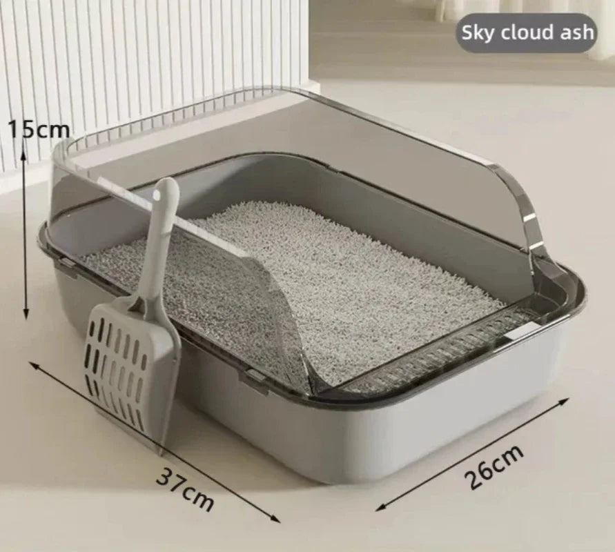 Kitty Sandbox Cat Litter Box Semi-enclosed Splashproof Cat Tray