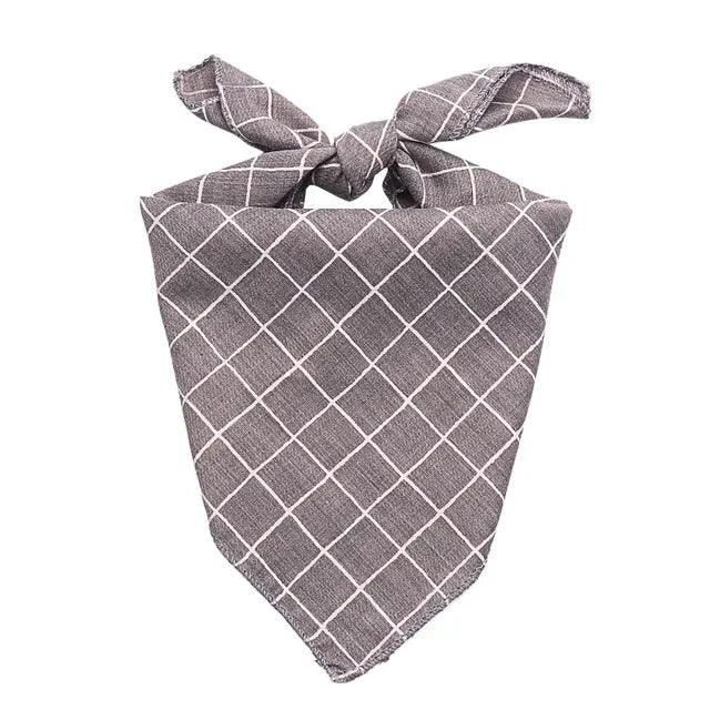 Pet Bandanas Plaid Dots Style Cotton Washable Bandanas For Puppies Kittens