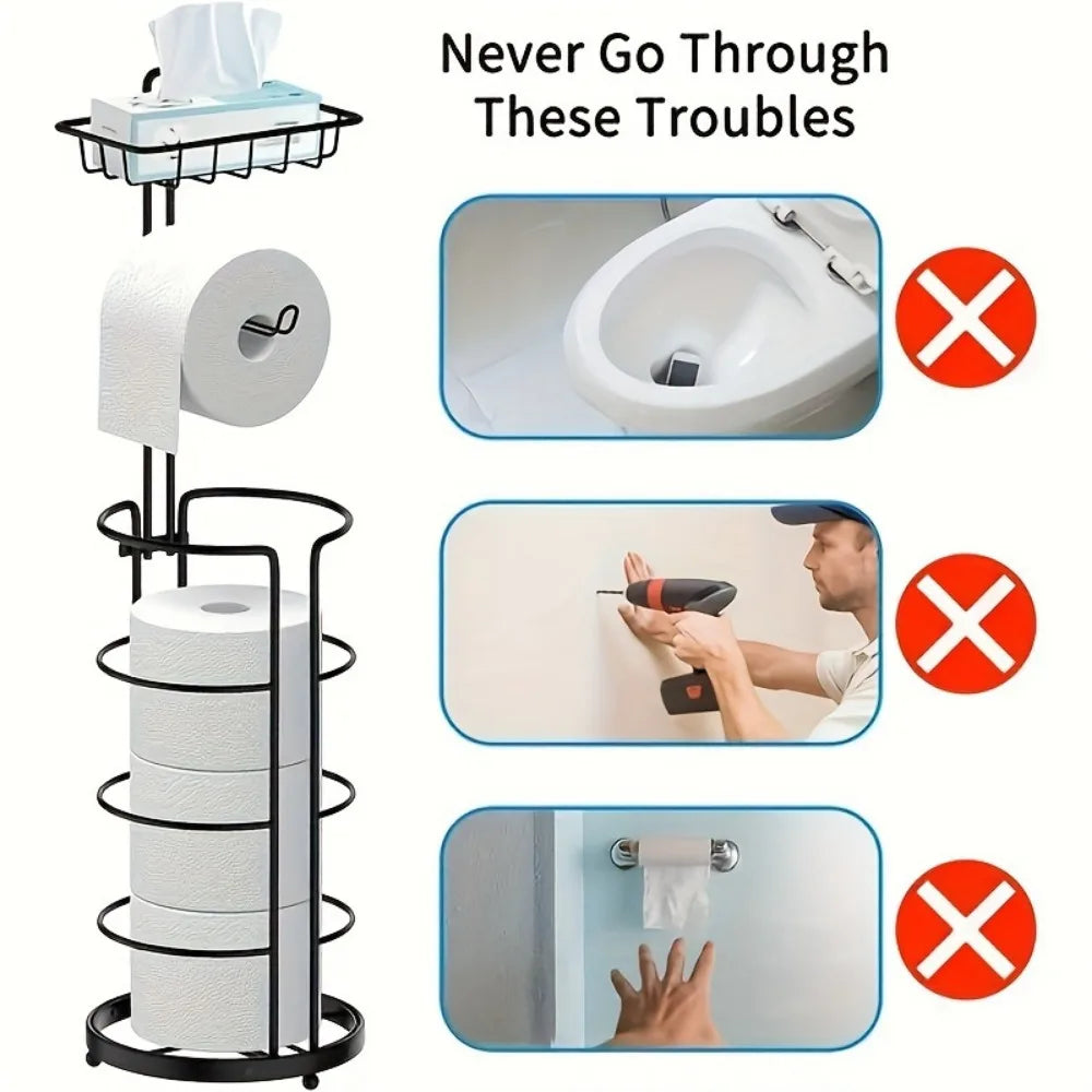 2-piece toilet paper holder, free-standing toilet paper holder