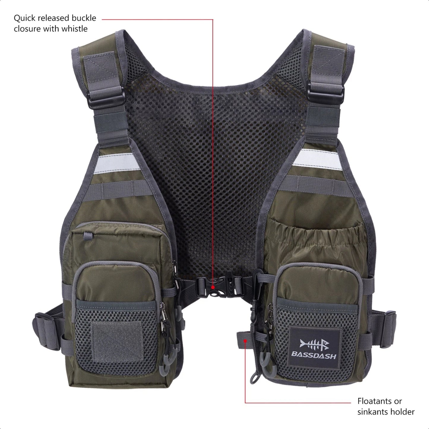 FV08 Ultra Lightweight Fly Fishing Vest Men and Women Portable Chest Pack One Size Fits Most