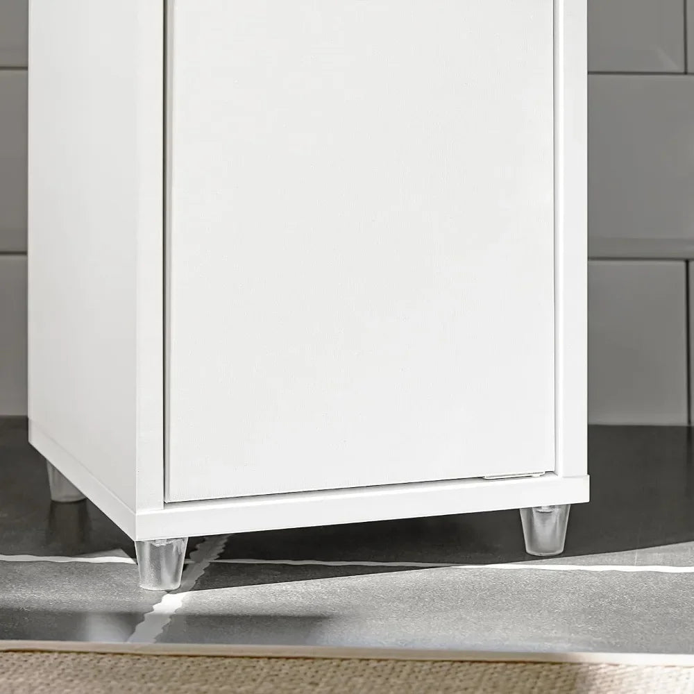 White Slim Tall Bathroom Storage Cabinet