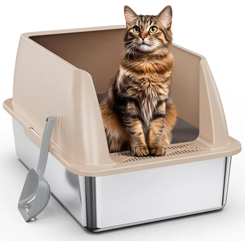 Stainless Steel Litter Box,XL Metal Litter Box with Lid