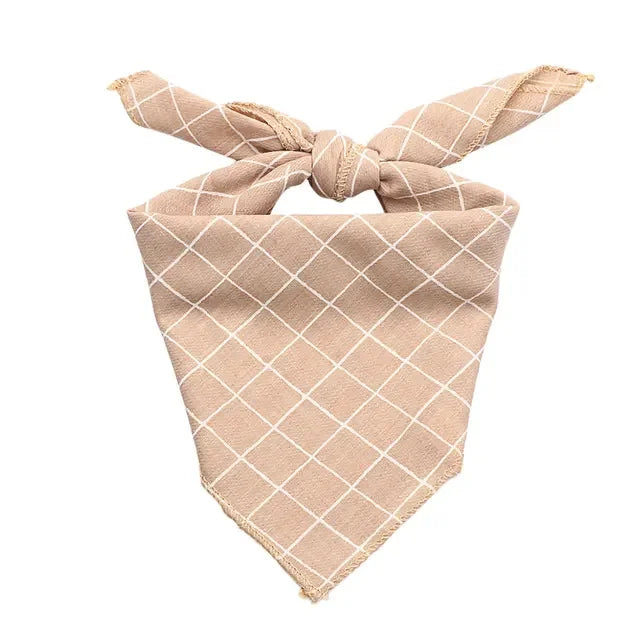 Pet Bandanas Plaid Dots Style Cotton Washable Bandanas For Puppies Kittens
