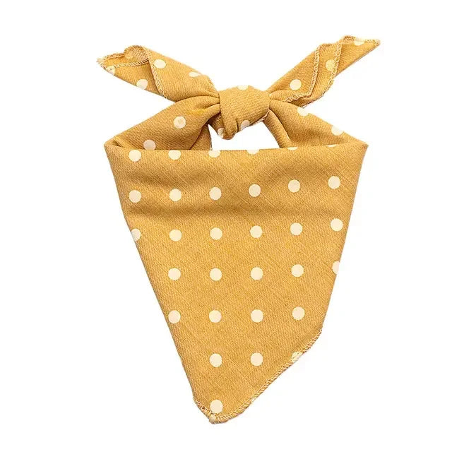 Pet Bandanas Plaid Dots Style Cotton Washable Bandanas For Puppies Kittens