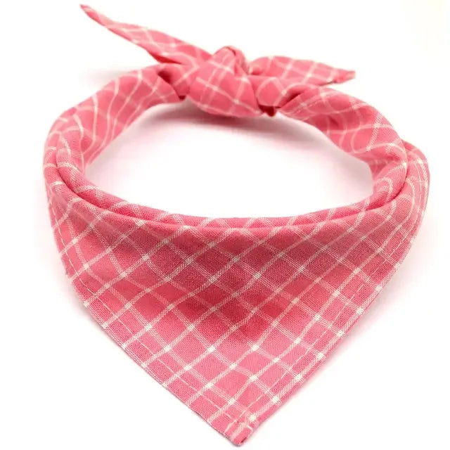Pet Bandanas Plaid Dots Style Cotton Washable Bandanas For Puppies Kittens