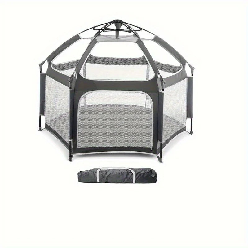 Folding baby tent, playhouse with sunshade and mesh panels, ideal for indoor and outdoor activities