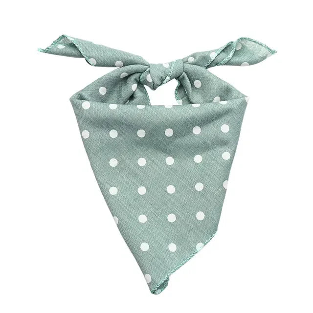 Pet Bandanas Plaid Dots Style Cotton Washable Bandanas For Puppies Kittens