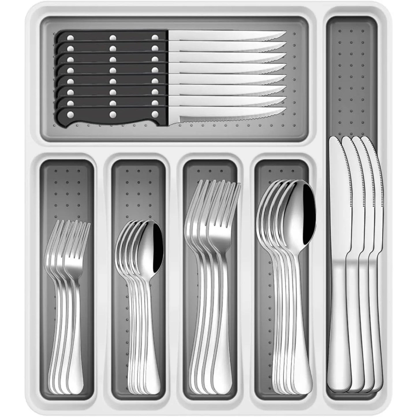 49-Piece Stainless Steel Silverware Set with Cutlery Organizer