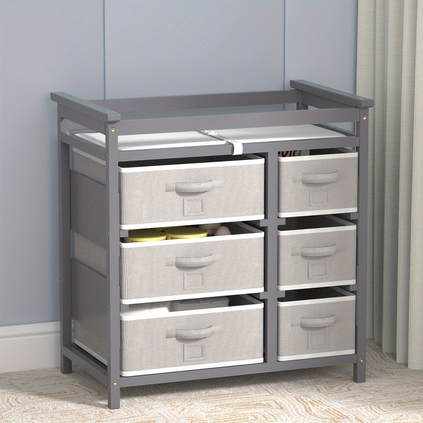 Baby Changing Table With Storage Drawers And Pad