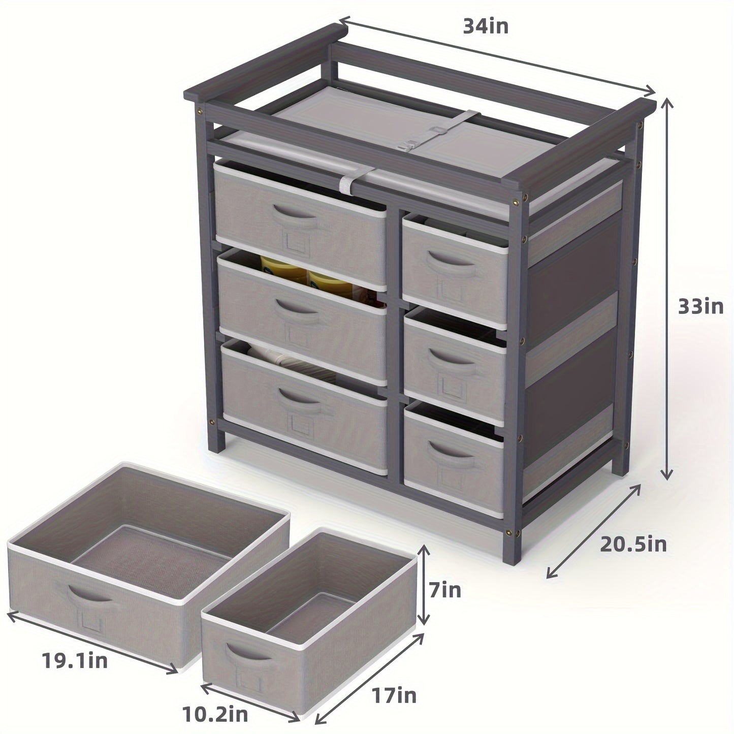 Baby Changing Table With Storage Drawers And Pad