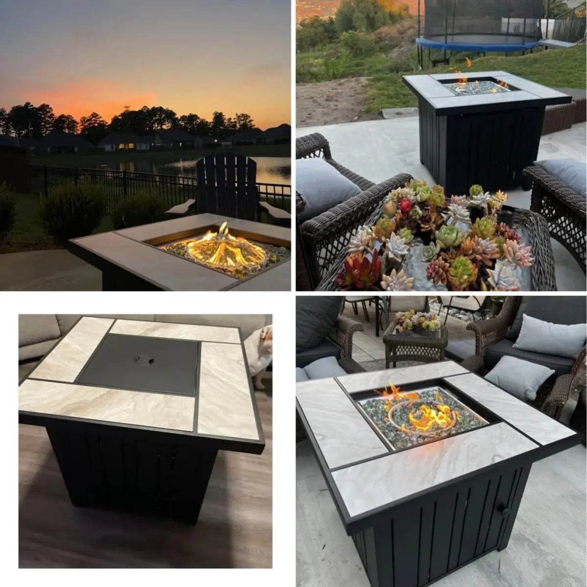 30" Propane Fire Pit with Real Ceramic Tabletop,