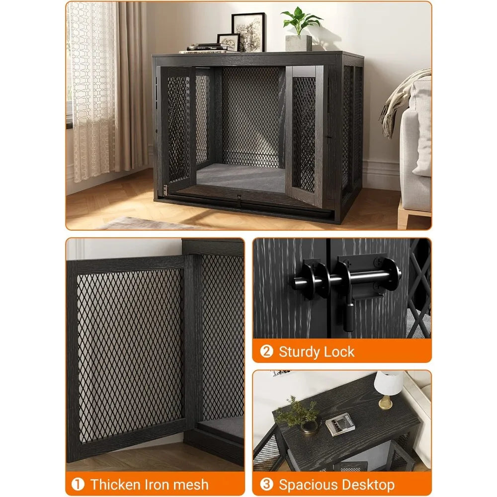 Dog Crate with Tray and Cushion