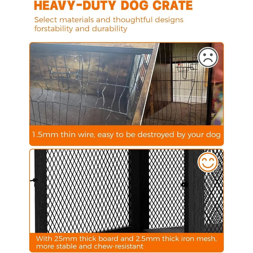 Dog Crate with Tray and Cushion