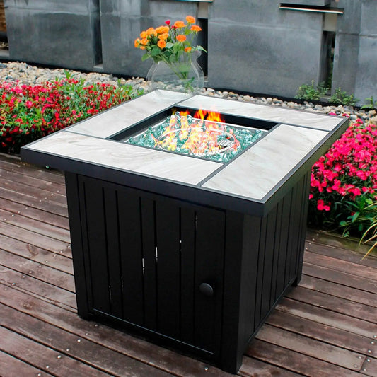 30" Propane Fire Pit with Real Ceramic Tabletop,