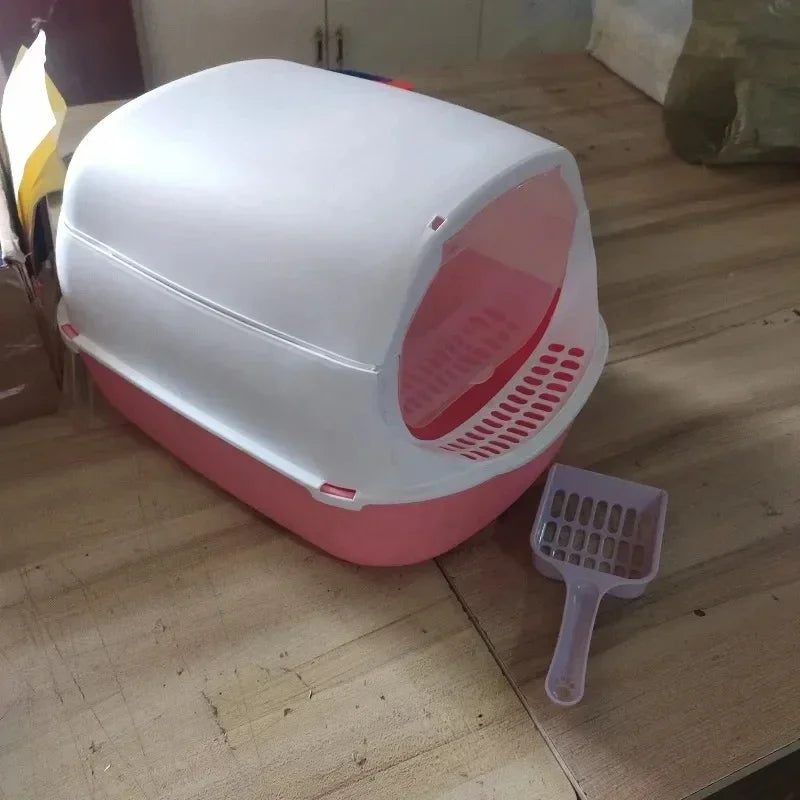 Kitty Sandbox Cat Litter Box Semi-enclosed Splashproof Cat Tray