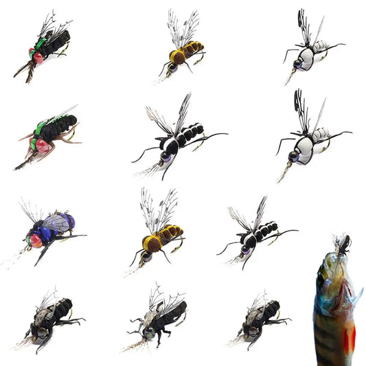 Fishing Fly Kit Bass Lure Set Of 12 Hand Tied Realistic Boxes Included Salmon Fishing Fly Bass Lure With Hooks For Freshwater