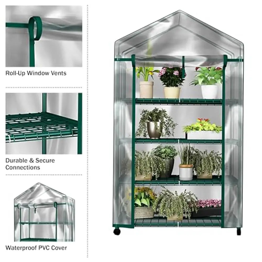 Portable Mini Greenhouse with Locking Wheels